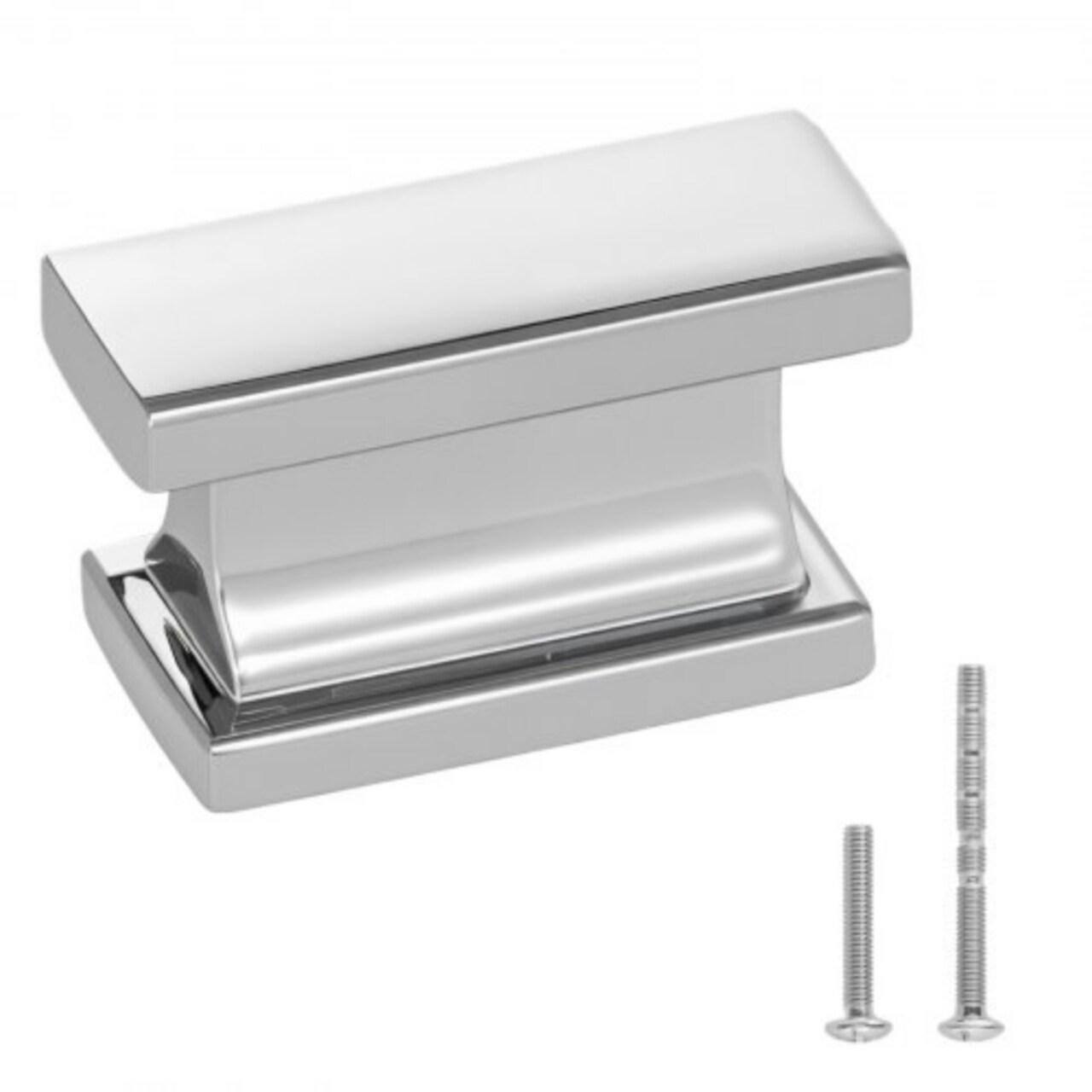 10 Pack Rectangular Chrome Cabinet Knobs Premium Zinc Alloy Modern Drawer and Door Handles with Screws